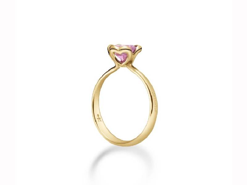 ANELLO ORO GIALLO 9 KT E QUARZO ROSA DI SINTESI LOVELY LE BEBE' LBB600